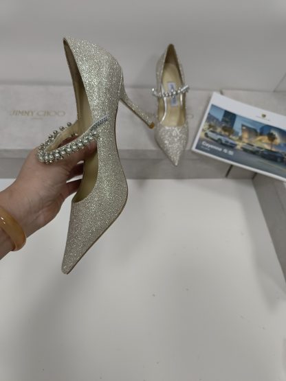 Jimmy Choo delicate high heels with fine sparkling pearls - Image 5
