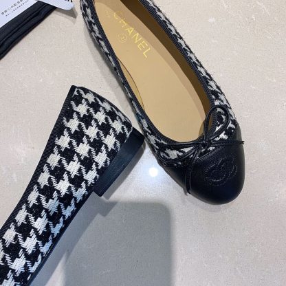 Chanel fashion single product black and white plaid knitted elegant and exquisite ballet shoes - Image 6