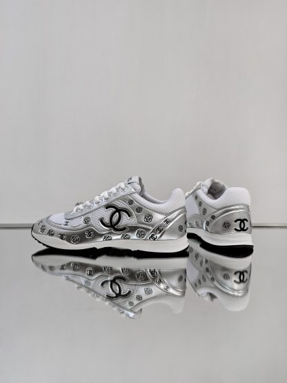 Chanel Unisex Silver Diamond Breathable Mesh Casual Shoes - Image 6