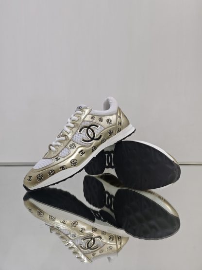 Chanel Unisex Gold Diamond Breathable Mesh Casual Shoes - Image 6
