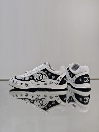 Chanel Unisex Black and White Diamond Breathable Mesh Casual Shoes - Image 6