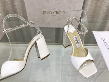 Jimmy Choo new crystal chain square toe high-heeled sandals - Image 5