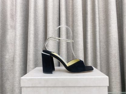 Jimmy Choo new crystal chain square toe high-heeled sandals - Image 6