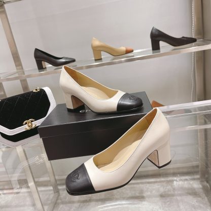 Chanel new white classic retro classic round toe shoes heel height 6.5cm - Image 6