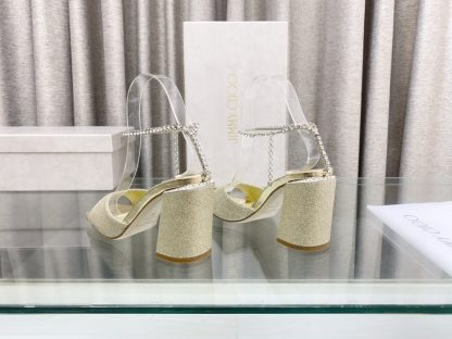 Jimmy Choo new crystal chain square toe high heels - Image 6