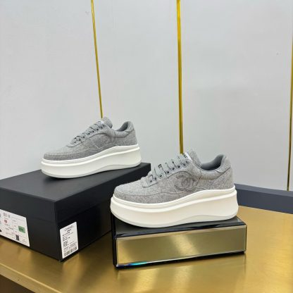 Chanel Grey Casual Versatile Sneakers - Image 6