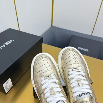 Chanel Gold Casual Versatile Sneakers - Image 6