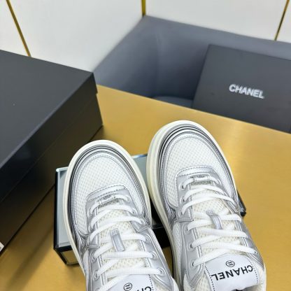 Chanel white and silver casual versatile sneakers - Image 6