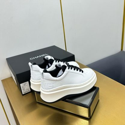 Chanel white with black laces and lining casual versatile sneakers - Image 6