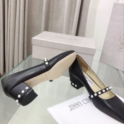 Jimmy Choo Pearl Studded Vintage Chunky Heel Pumps - Image 6