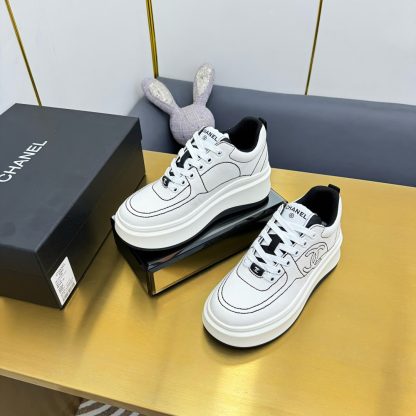 Chanel beige with black lining casual versatile sneakers - Image 6