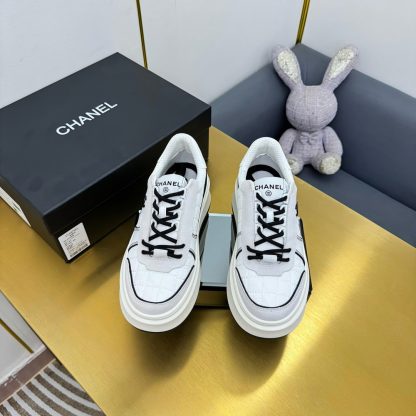Chanel white and gray with black laces casual versatile sports shoes - Image 6