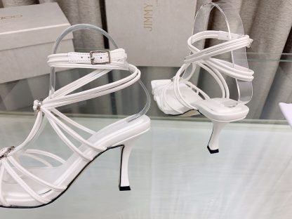 Jimmy Choo simple and fashionable heart-shaped crystal diamond strappy high heels - Image 6