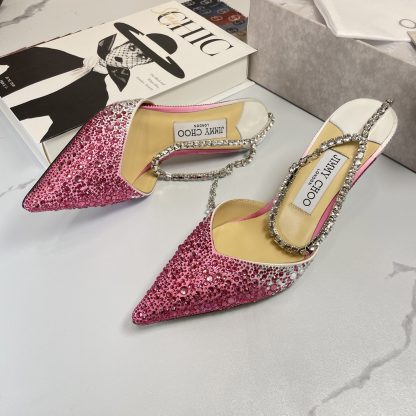 Jimmy Choo classic diamond chain pointed crystal high-heeled sandals - Image 6