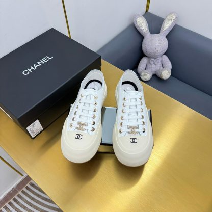 Chanel 2025 biscuit shoes white leather versatile fashion casual sports shoes - Image 6