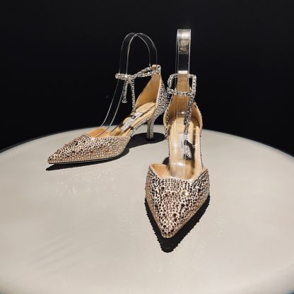 Jimmy Choo classic diamond chain pointed crystal high heels - Image 5