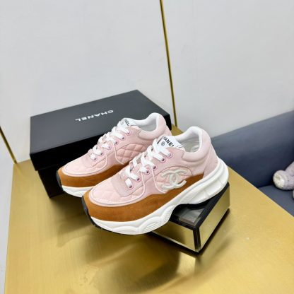 Chanel men's and women's couple's pink and orange classic sports casual dad shoes - Image 6