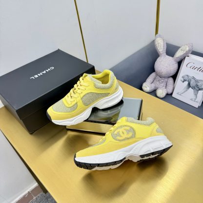Chanel men's and women's couple's yellow and green classic sports casual dad shoes - Image 6
