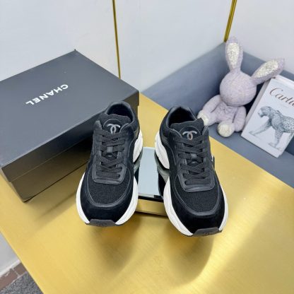 Chanel men's and women's couple's pure black classic sports casual dad shoes - Image 6