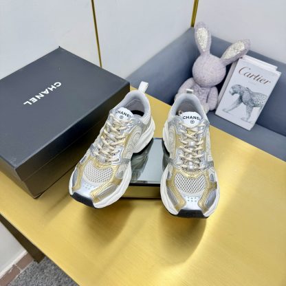 Chanel men's and women's couple silver-gold classic breathable casual dad shoes - Image 6