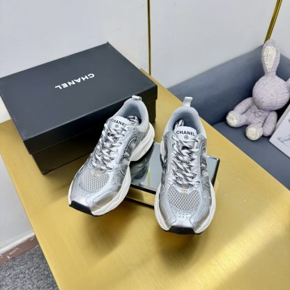 Chanel men's and women's couple silver and black classic breathable casual dad shoes - Image 6