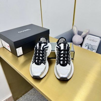 Chanel men's and women's couple silver and black classic sports casual dad shoes - Image 6