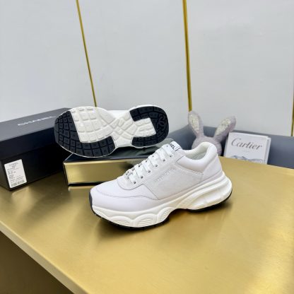 Chanel men's and women's couple's white mix and match light gray classic sports casual dad shoes - Image 6