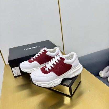 Chanel men's and women's couple's white mix and match red classic sports casual dad shoes - Image 6