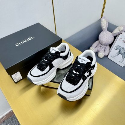 Chanel unisex couple's black and white casual dad shoes - Image 6