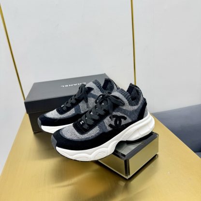 Chanel unisex couple's black with grey casual dad shoes - Image 6