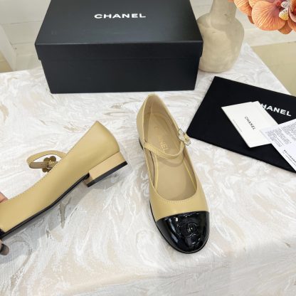 Chanel autumn and winter apricot new retro style small round head thick heel loafers - Image 6