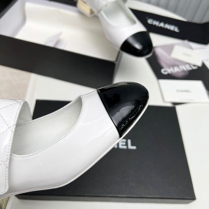 Chanel early spring new white round pointed toe small leather shoes heel height 2.5cm - Image 5