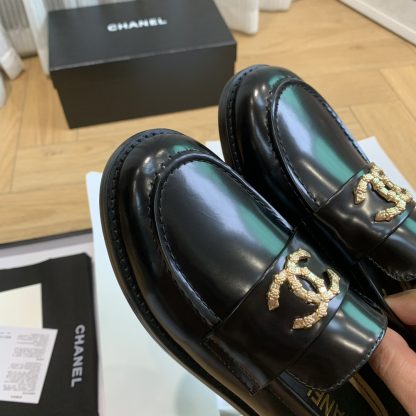 Chanel early spring season new retro style black small square head loafers - Image 6