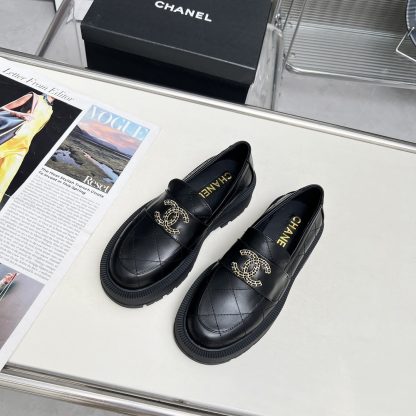 Chanel autumn and winter series new retro style small round head black loafers - Image 6