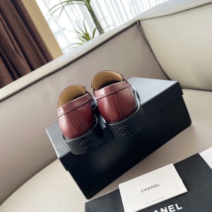Chanel Early Spring Dance Shoes Series Red Small Round Head Retro Loafers - Image 6