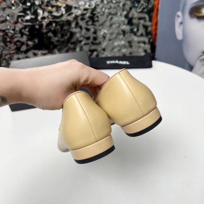 Chanel Early Spring Dance Shoes Series Small Round Toe Slimming Apricot Loafers - Image 6