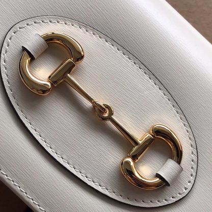 Gucci White Classic 1955 Full Leather Horsebit Bag - Image 6