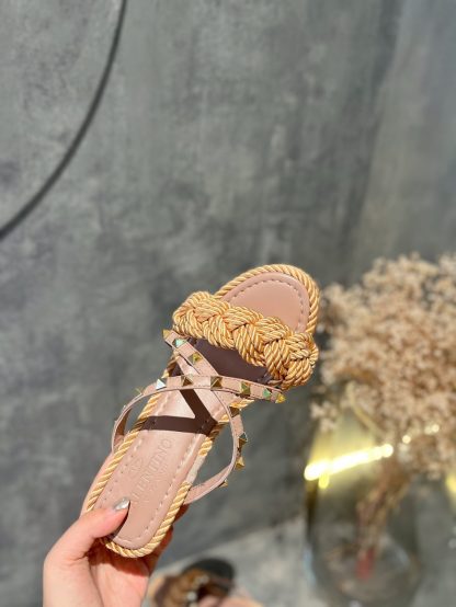 VALENTINO Studded hemp rope wedge sandals - Image 6