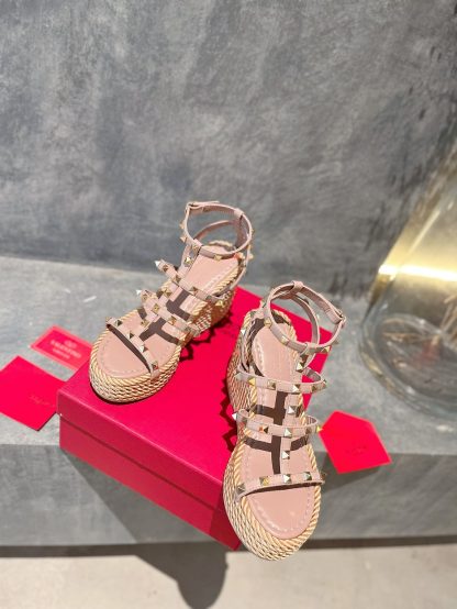 VALENTINO Studded hemp rope wedge sandals - Image 6