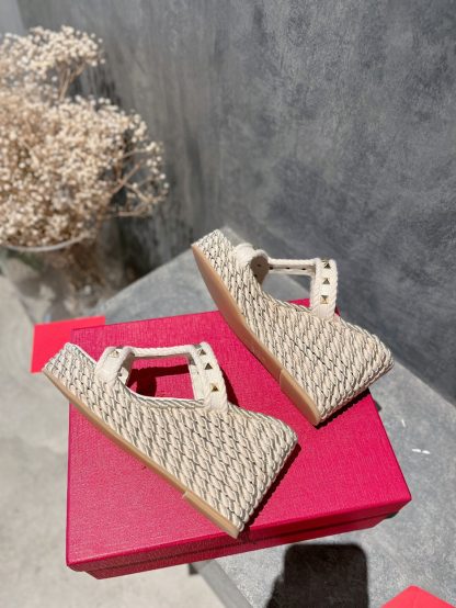 VALENTINO Studded hemp rope wedge sandals - Image 6