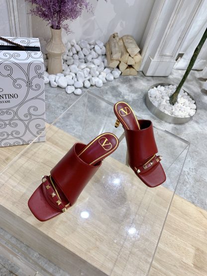VALENTINO square toe rivet elegant sandals high heels - Image 5