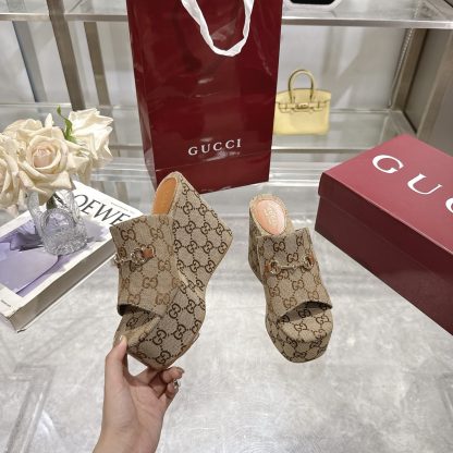 Gucci Horsebit Wedge Heel Women's Slide Sandals - Image 6