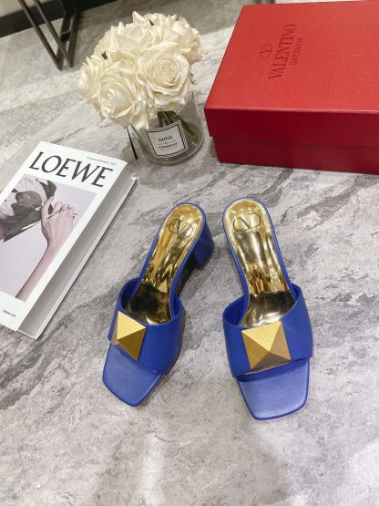 VALENTINO Gold Large Rivet High-end Sandals High Heels - Image 6