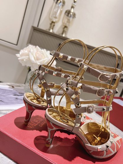 VALENTINO Gold Studded High Fashion High Heels - Image 6