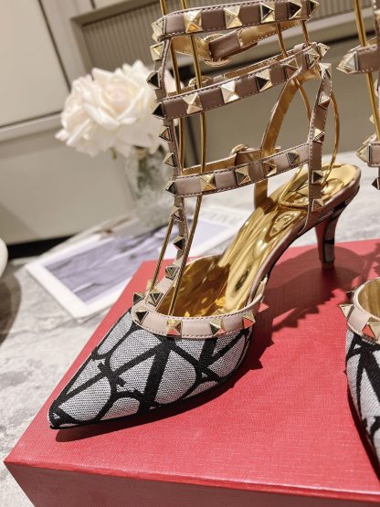 VALENTINO classic gold rivet temperament high heels - Image 6