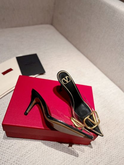 VALENTINO exquisite V buckle transparent film sandals high heels - Image 5