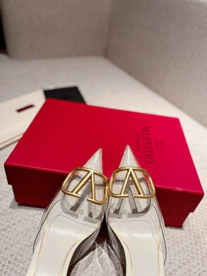 VALENTINO exquisite V buckle transparent film sandals high heels - Image 6