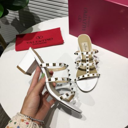 VALENTINO Exquisite Fashion Rivet Sandals High Heels - Image 6