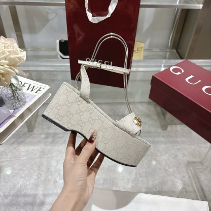 Gucci Women's Horsebit Flat Mid-Heel Platform Sandals - Image 6