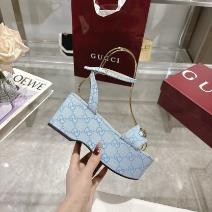 Gucci Women's Horsebit Flat Mid-Heel Platform Sandals - Image 6